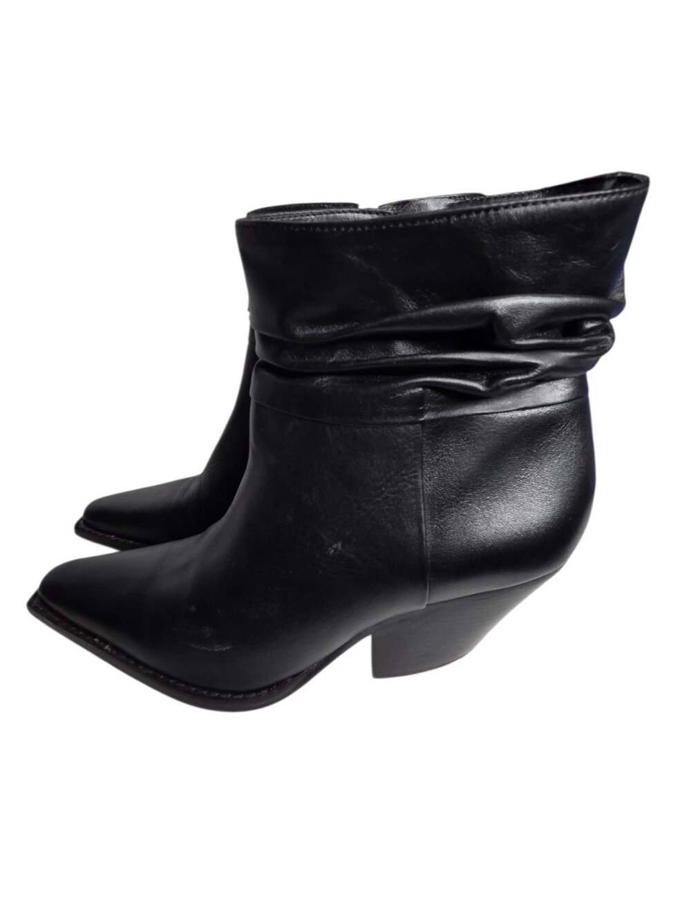Vince Camuto Nerlinji Black Leather Slouchy Pointed Toe Ankle Boots 7M Western